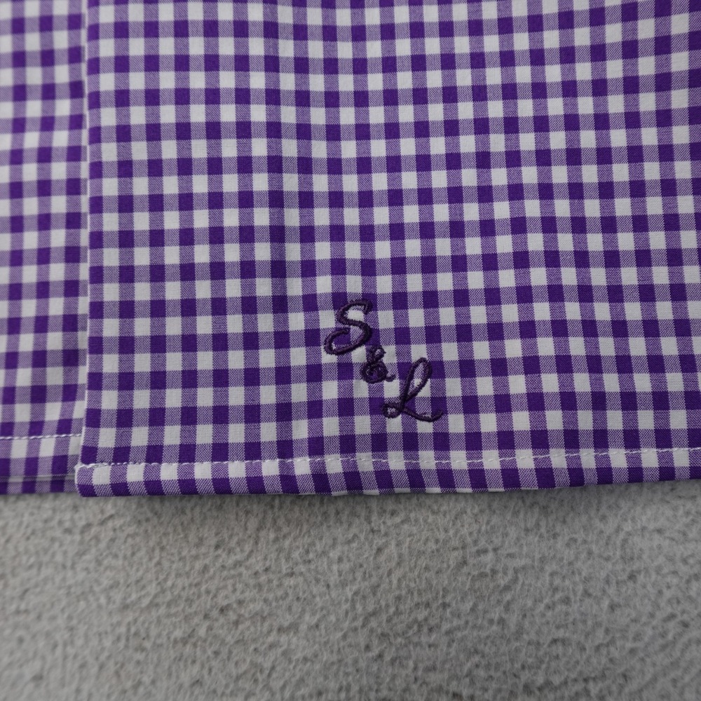Lot of 2 State and Liberty Dress Shirts Mens Medium Check Plaid Stretch Athletic - Picture 4 of 16
